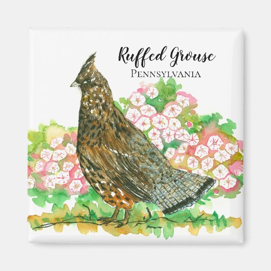 Ruffed Grouse Pennsylvania Mountain Laurel Magnet (Vorne)