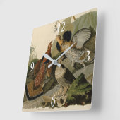 Ruffed Grouse - von Audubons Vögeln in Amerika Quadratische Wanduhr (Winkel)