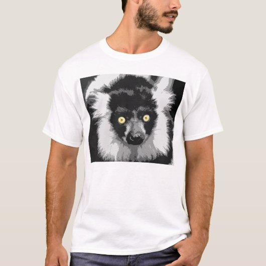 Ruffed Lemur Schwarzweiss-T - Shirt (Vorderseite)