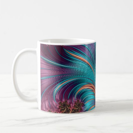 Ruffle A Feathers Fraktal Art Kaffee Tasse (Links)