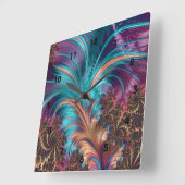 Ruffle A Few Feathers Fractal Art Wall Clock Quadratische Wanduhr (Winkel)
