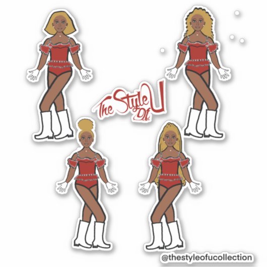 Ruffle Majorette / Tänzer Stickers Red Diamond Aufkleber (Vorderseite)
