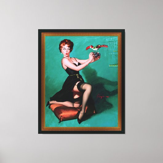 Ruffled Feathers von Gil Elvgren Leinwanddruck (Vorderseite)