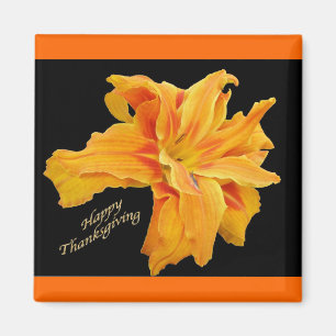 Ruffled Orange Lily Happy Thanksgiving Magnet