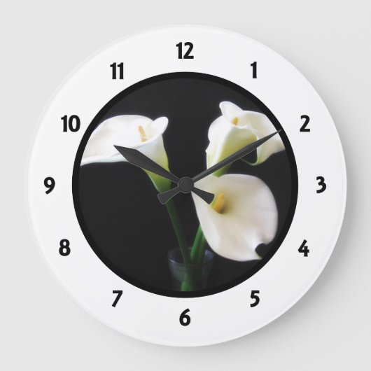 Rufnummernuhr mit Calla Lilly Große Wanduhr (Vorderseite)