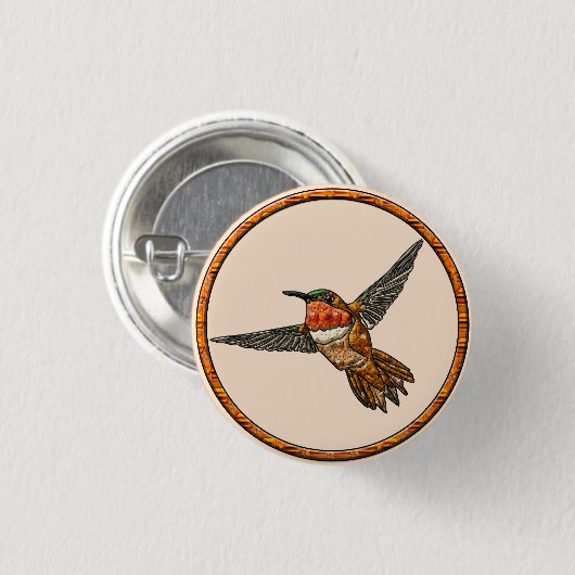 Rufous Hummingbird Button (Vorne & Hinten)