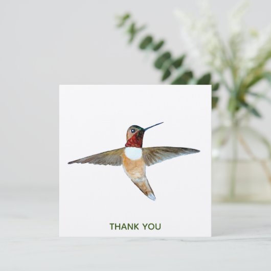 Rufous Hummingbird Dankeskarte (Stehend Vorderseite)