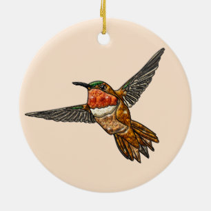 Rufous Hummingbird Keramik Ornament