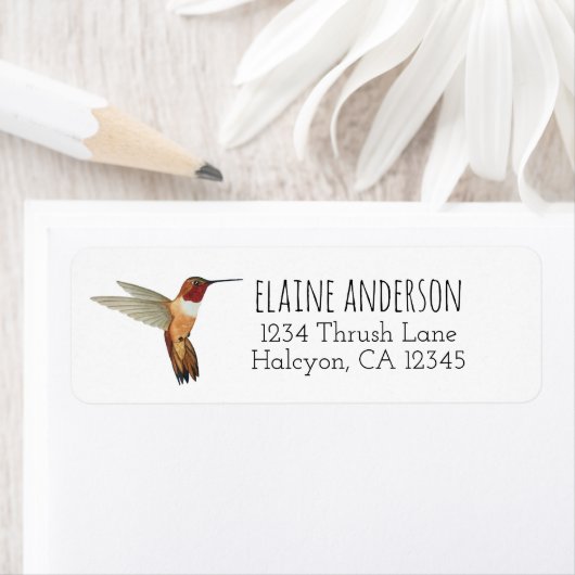 Rufous Hummingbird return address Label (Insitu)