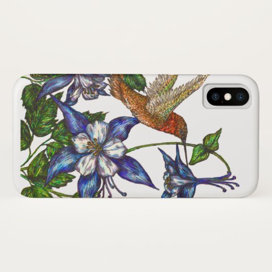 Rufous Hummingbird und Columbine Case-Mate iPhone Hülle (Rückseite (Horizontal))