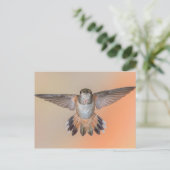Rufous Hummingbird Wings Wide Open Postkarte (Stehend Vorderseite)