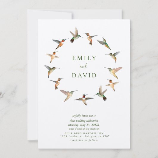 Rufous Hummingbirds Hochzeitseinladung Einladung (Vorderseite)