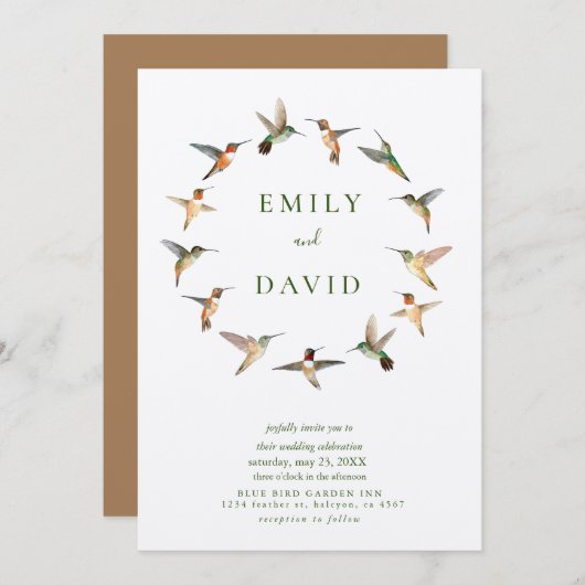 Rufous Hummingbirds Wedding Einladung (Vorne/Hinten)