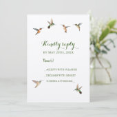 Rufous Hummingbirds Wedding RSVP Einladung (Stehend Vorderseite)