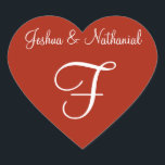 Rufous Personalisierte Mit Monogramm Hochzeit Herz-Aufkleber<br><div class="desc">Anpassbare Wedding Monogramme Siegel einladen - verlobte Paare müssen immer wieder wissen: Was kostet ein Monogramm-Umschlag Aufkleber? Diese monogramm spezifischen und individualisierten Designer Wedding Monogram Invitation Siegel werden für Hochzeitenthema Monogramme zusätzlich zu anderen Arten von Hochzeitszubehör gemacht. - Für Ihre Hochzeitsmonogramme - Personalisierte Mit Monogramm Hochzeit für Hochzeitsmonogramme und -namen...</div>