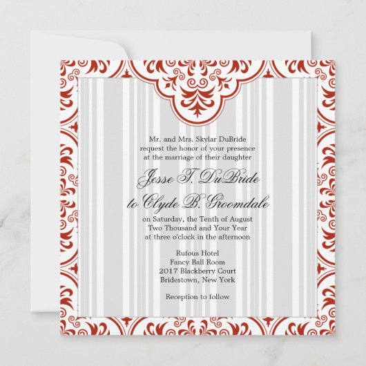Rufous Wedding Damask DIY Einladung (Rückseite)