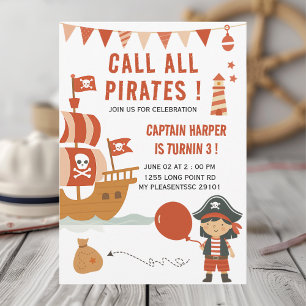 Ruft alle Piraten Kindergeburtstag    Nautischer P Einladung