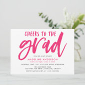 Ruft den Abschluss für das Grand Pink Brush Script Einladung (Stehend Vorderseite)