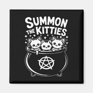 Ruft die süßen Hexen-Katzen-Kessel Halloween Magnet