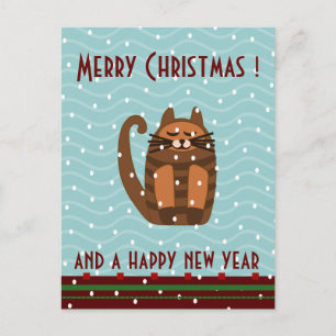 Rufus-Katze-Kawaii-Weihnachtsgrüße Feiertagspostkarte