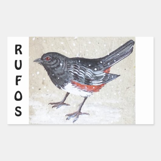 Rufus Sided Towhee Rechteckiger Aufkleber (Vorderseite)