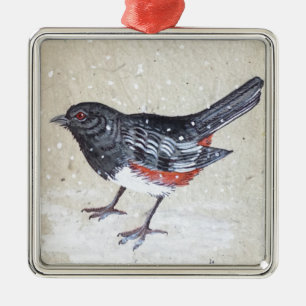 Rufus Sided Towhee Silbernes Ornament