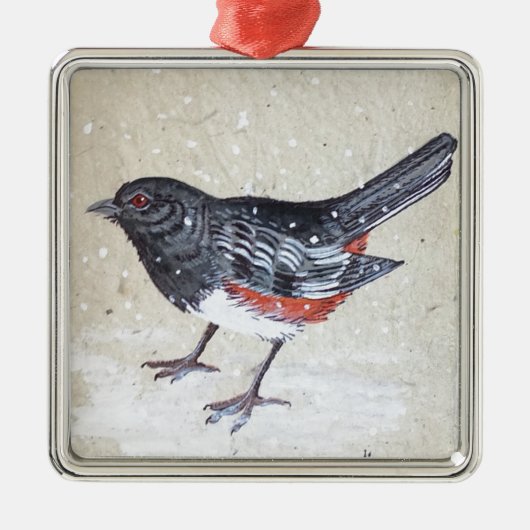 Rufus Sided Towhee Silbernes Ornament (Vorne)