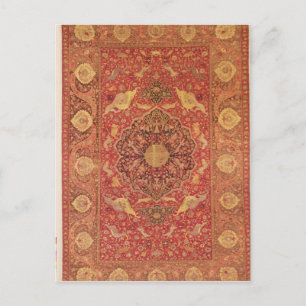 Rug mit Szenen von Kampftieren geschmückt Postkarte