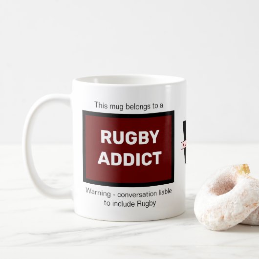 Rugby Addict Fügen Sie das Monogramm Ihres Namens  Kaffeetasse (Mit Donut)