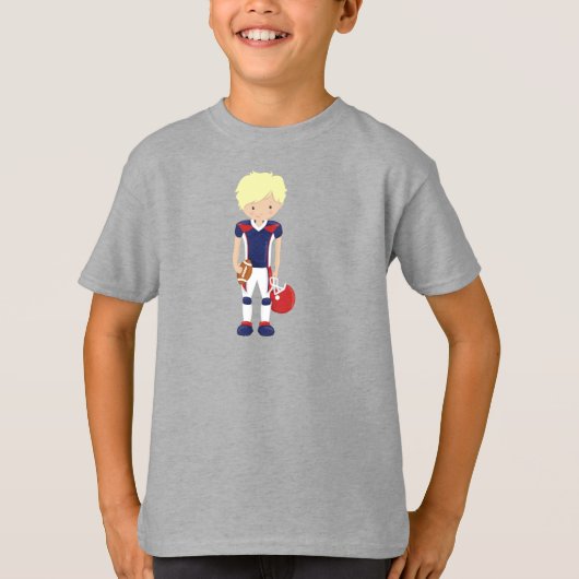 Rugby, American Football, Niedlich Boy, Blond Hair T-Shirt (Vorderseite)