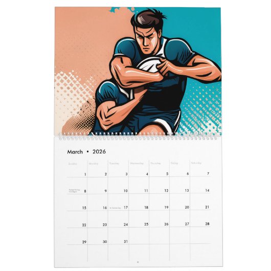 Rugby Art Calendar Kalender (Mär 2026)