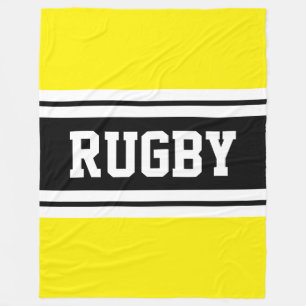 Rugby Athletic Bright Yellow Black Racing Stripes Fleecedecke