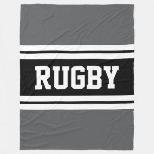 RUGBY Athletic Gray Schwarz-weiß Racing Stripes Fleecedecke