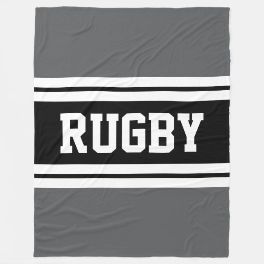 RUGBY Athletic Gray Schwarz-weiß Racing Stripes Fleecedecke (Vorderseite)