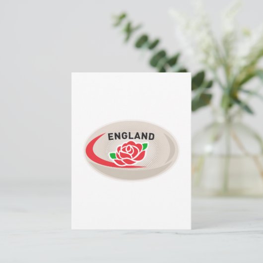 Rugby Ball England Rose Postkarte (Stehend Vorderseite)