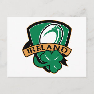 Rugby Ball Ireland Schild Kleeblatt Postkarte
