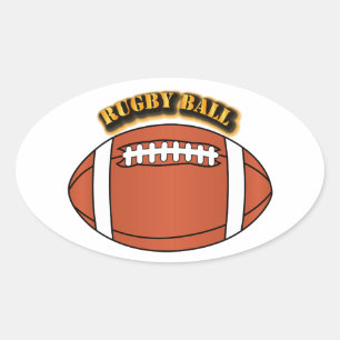 Rugby Ball mit Text Ovaler Aufkleber