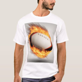 Rugby Ball on Fire Cool Design T-Shirt
