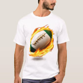 Rugby Ball on Fire Cool Design T-Shirt (Vorderseite)