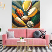 Rugby-Balls-Malerei - Stretchierte Leinwand (Insitu (Wohnzimmer))