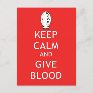 Rugby - Behalt Calm & Give Blood Postkarte