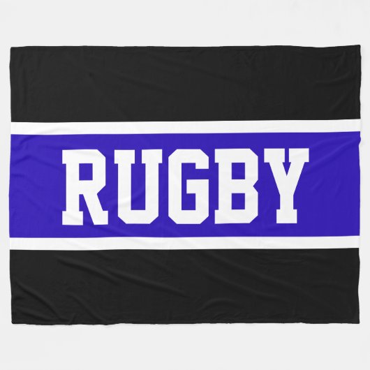 RUGBY Bold Athletic Royal Blue Schwarz-weiß Stripe Fleecedecke (Vorderseite (Horizontal))
