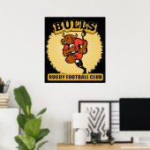Rugby-Bullen mit Kugelgestapel Poster (Heimbüro)