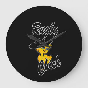 Rugby Chick #4 Große Wanduhr