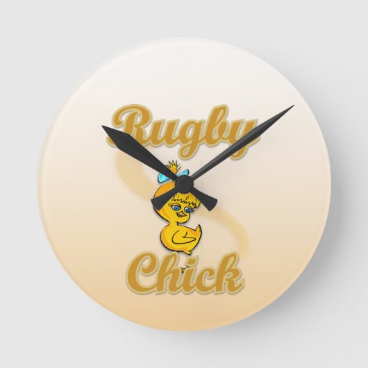 Rugby Chick Runde Wanduhr (Vorderseite)