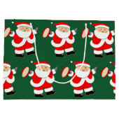 Rugby Christmas Holiday Große Geschenktüte (Rückseite)