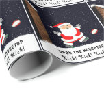 Rugby Christmas Wrapping Paper Geschenkpapier<br><div class="desc">Funny Rugby Weihnachts-Weihnachtsgeschenk mit Szene des Weihnachtsmannes auf der Dachterrasse,  die einen Rugby-Ball kickt.</div>