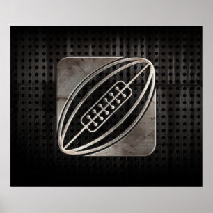 Rugby; Cool Schwarz Poster