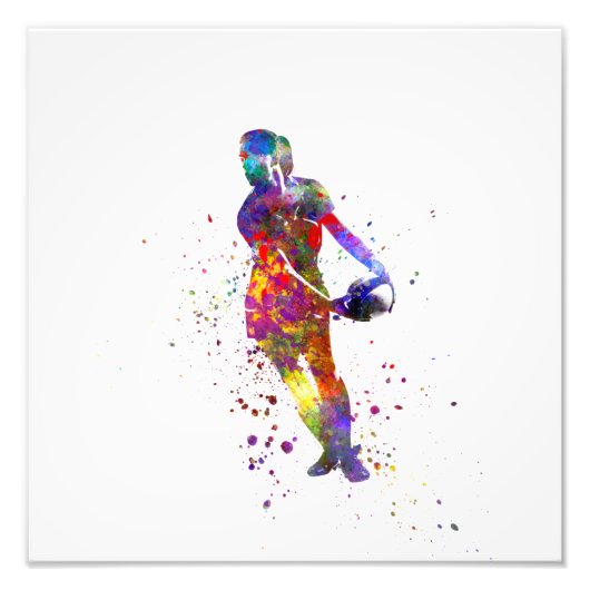 Rugby der Frauen in Aquarellfarben Fotodruck (Vorne)
