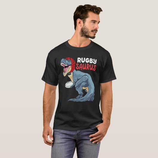Rugby Dinosaur Rex Rugby Saurus Sports Rugby Play T-Shirt (Vorne ganz)